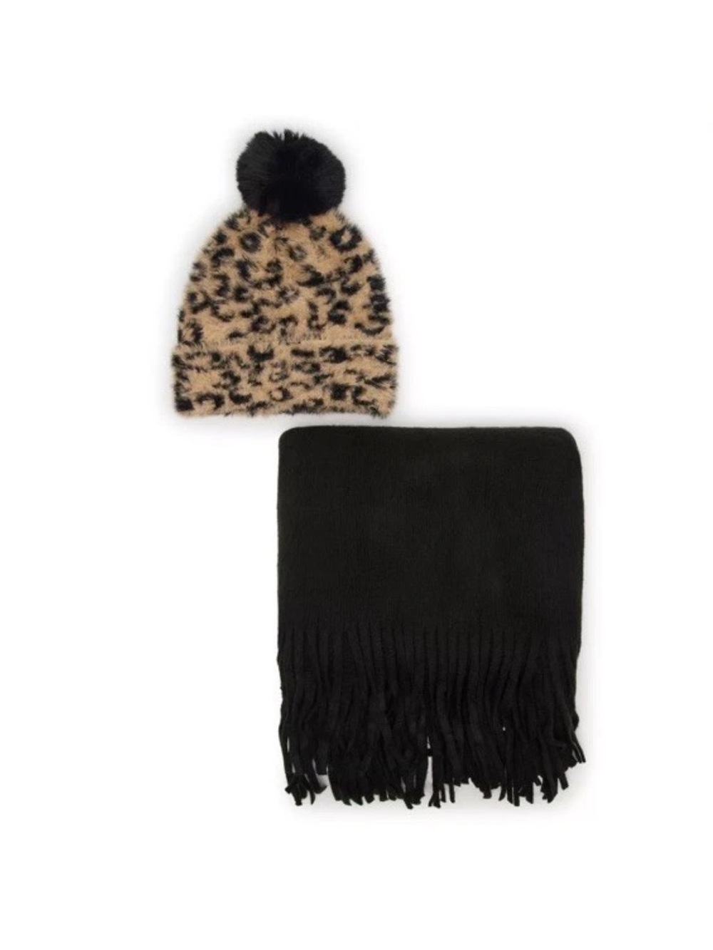 Madden Girl 2-pc. Eyelash Yarn Leopard Beanie & Scarf Gift Set